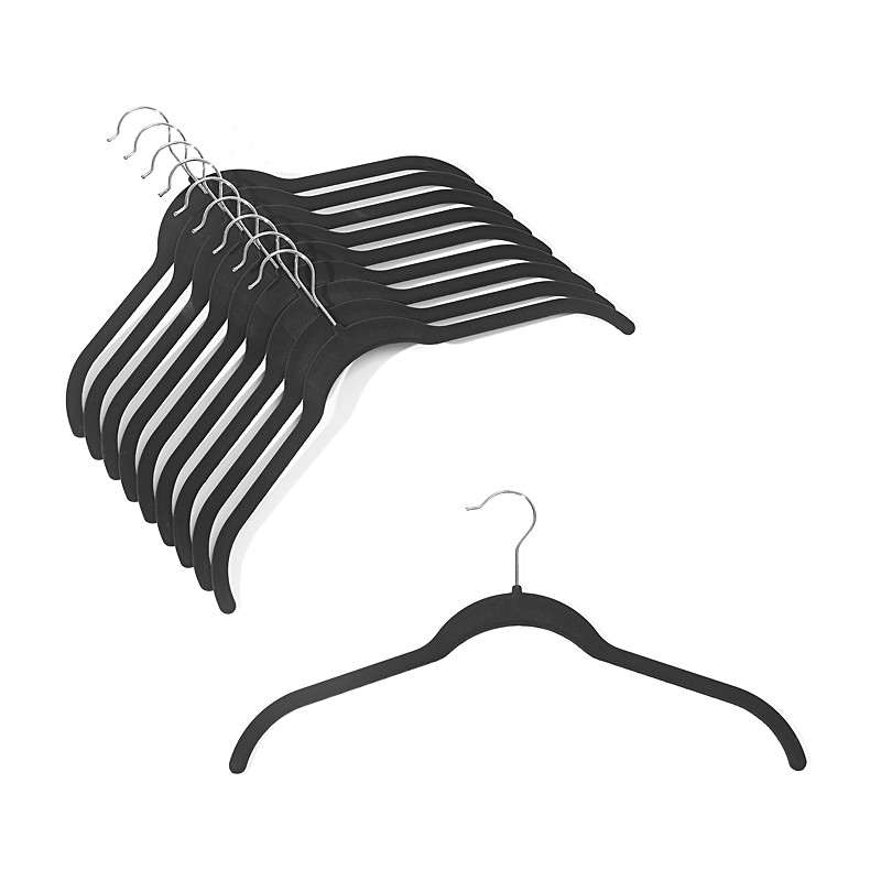 Slim Clothes Hangers, Velvet,Non Slip Shirt Clothes Hangers, Black